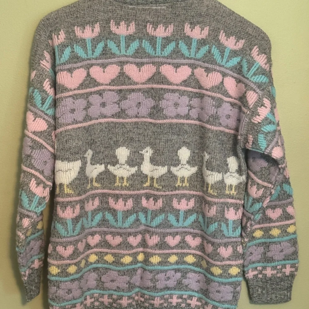 Vintage Sweater Arielle 80's Goose Duck USA Sz M-L Fairy Kawaii Novelty Kitch - Picture 5 of 5